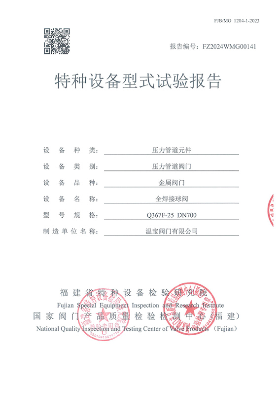 特种设备型式试验汇报 Q367F-25 DN700